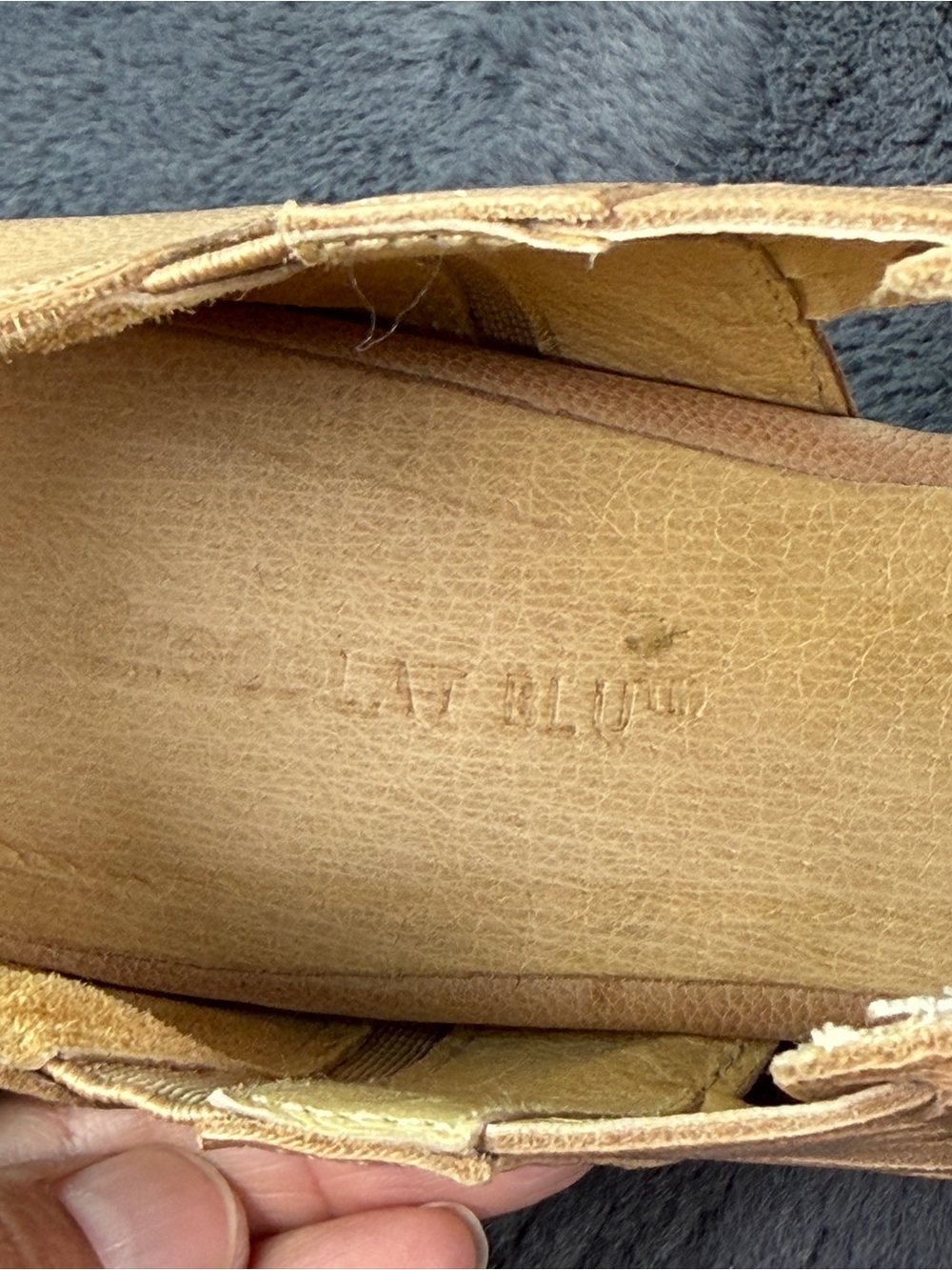 Chocolat Blu Women’s 7.5 Tan Leather Woven Cork Platform Wedge Sandals - Picture 4 of 12